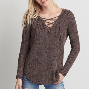 AE // super soft front lace up sweater top